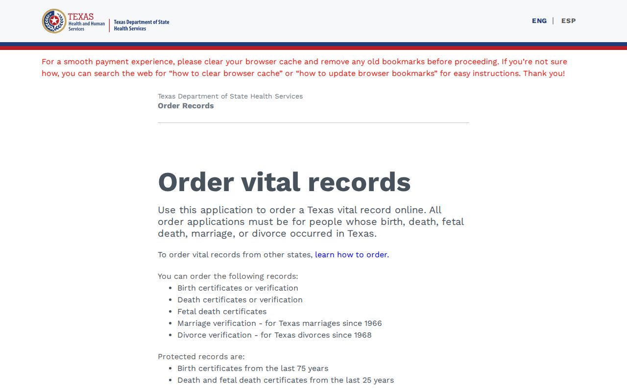 Smith County residents directory vital records order page